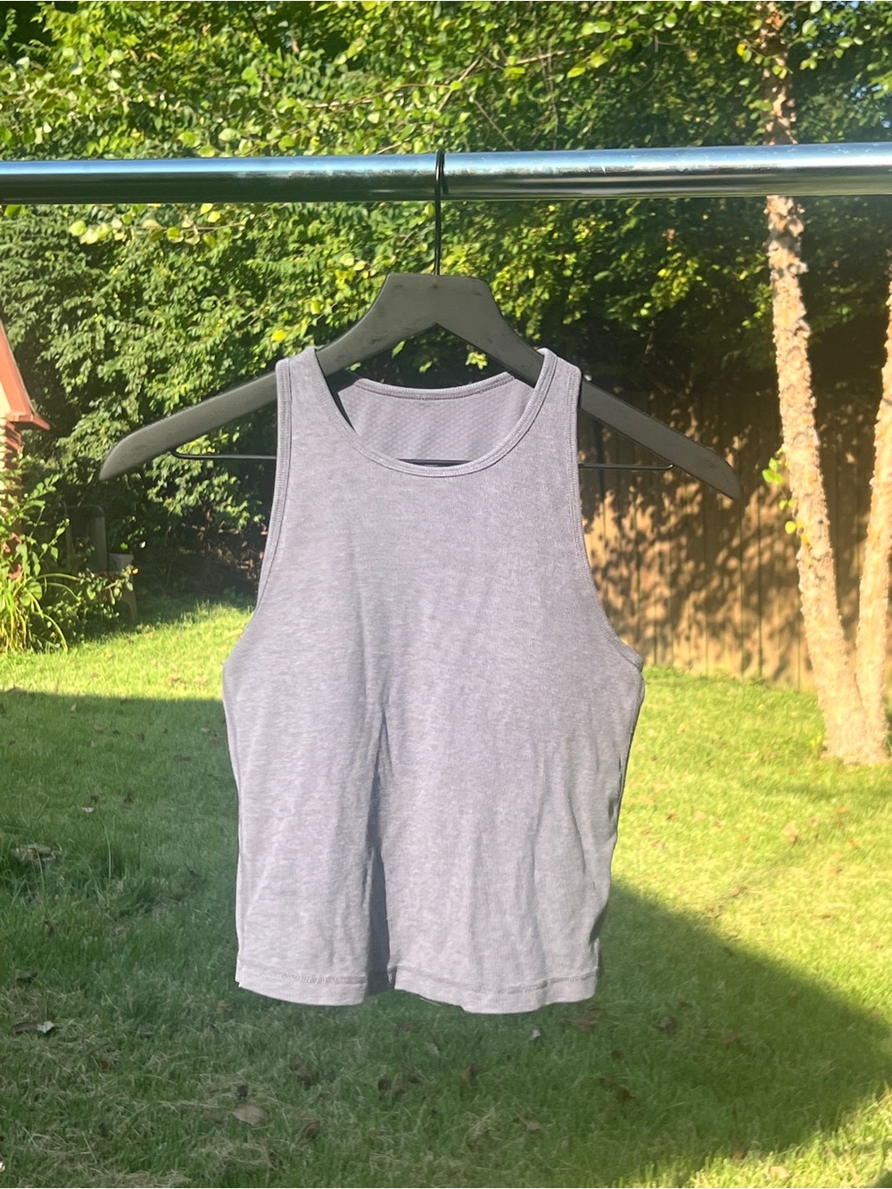 Vuori Heather Gray High Neck Ribbed Tank